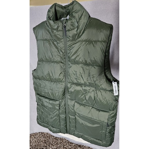 Womens Puffer Vest Green Large Amazon Essentials  Zip-Up, Water Resistant - Picture 3 of 8